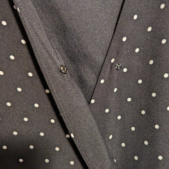 LOFT Black and White Polka-dot Wrap Dress 10 EUC - Picture 9 of 10